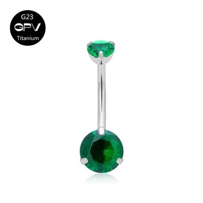 Piercing do pupka G23 z čistého titánu, klasický 14G, dva zirkónové viacfarebné piercingové šperky do pupka