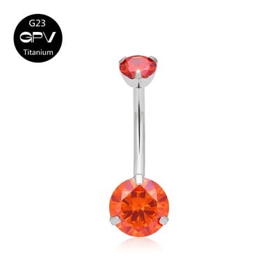 Piercing do pupka G23 z čistého titánu, klasický 14G, dva zirkónové viacfarebné piercingové šperky do pupka