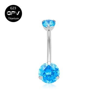 Piercing do pupka G23 z čistého titánu, klasický 14G, dva zirkónové viacfarebné piercingové šperky do pupka