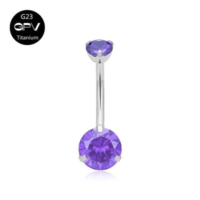 Piercing do pupka G23 z čistého titánu, klasický 14G, dva zirkónové viacfarebné piercingové šperky do pupka