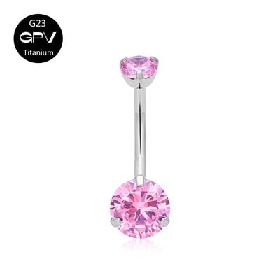 Piercing do pupka G23 z čistého titánu, klasický 14G, dva zirkónové viacfarebné piercingové šperky do pupka