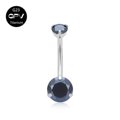 Piercing do pupka G23 z čistého titánu, klasický 14G, dva zirkónové viacfarebné piercingové šperky do pupka