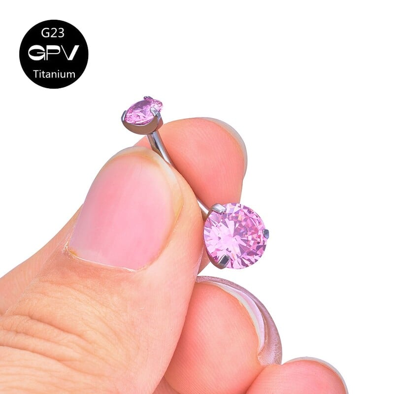 Piercing do pupka G23 z čistého titánu, klasický 14G, dva zirkónové viacfarebné piercingové šperky do pupka