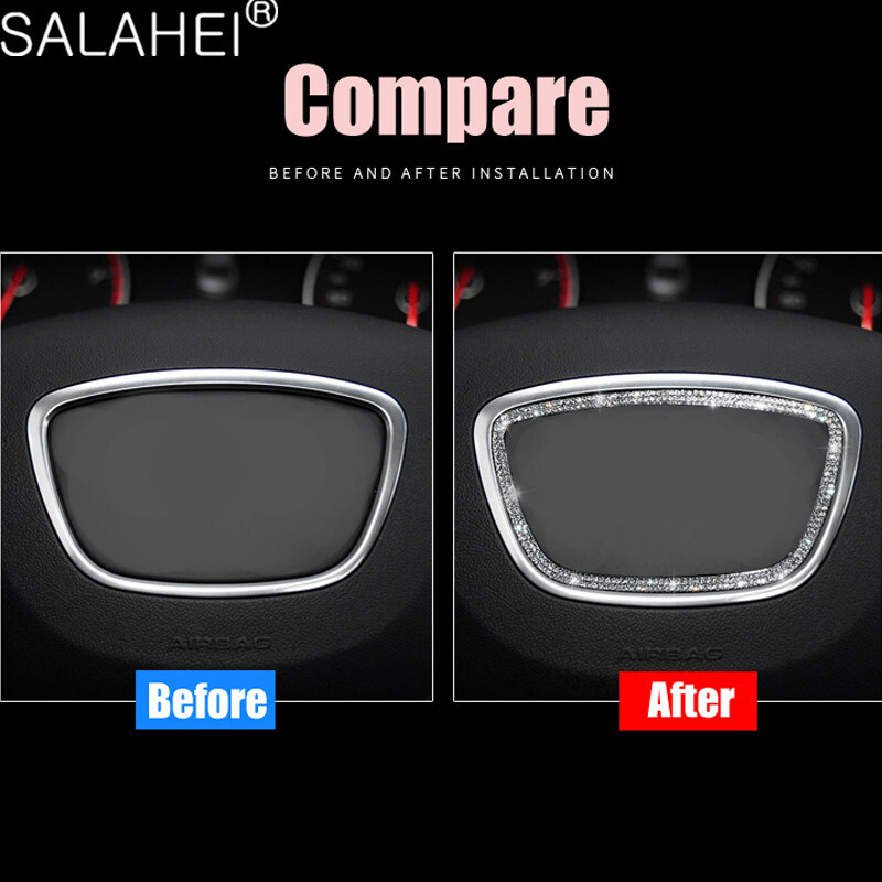 Stil interior al volanului mașinii pentru Audi A4L A6L A3 Q3 Q5 de înaltă calitate cu accesorii autocolante cerc cu decorare diamant