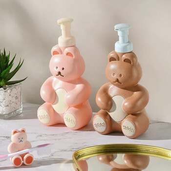 Cartoon Bear Foaming Soap Dispenser Refillable Hand Sanitizer Shampoo αφρότζελ Μπουκάλι αντλίας μπάνιου Δοχείο παρασκευής αφρού