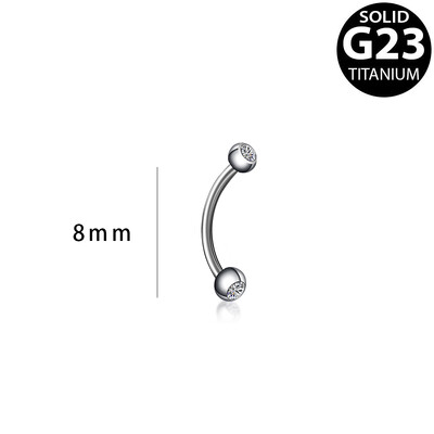 Obrvna kost Piercing za nos Pupak Prstenovi zakrivljeni G23 titan iznutra 16G 5/16 inča 3 mm CZ Etite piercing za pupak