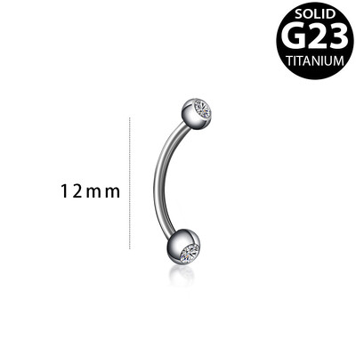 Obrvna kost Piercing za nos Pupak Prstenovi zakrivljeni G23 titan iznutra 16G 5/16 inča 3 mm CZ Etite piercing za pupak