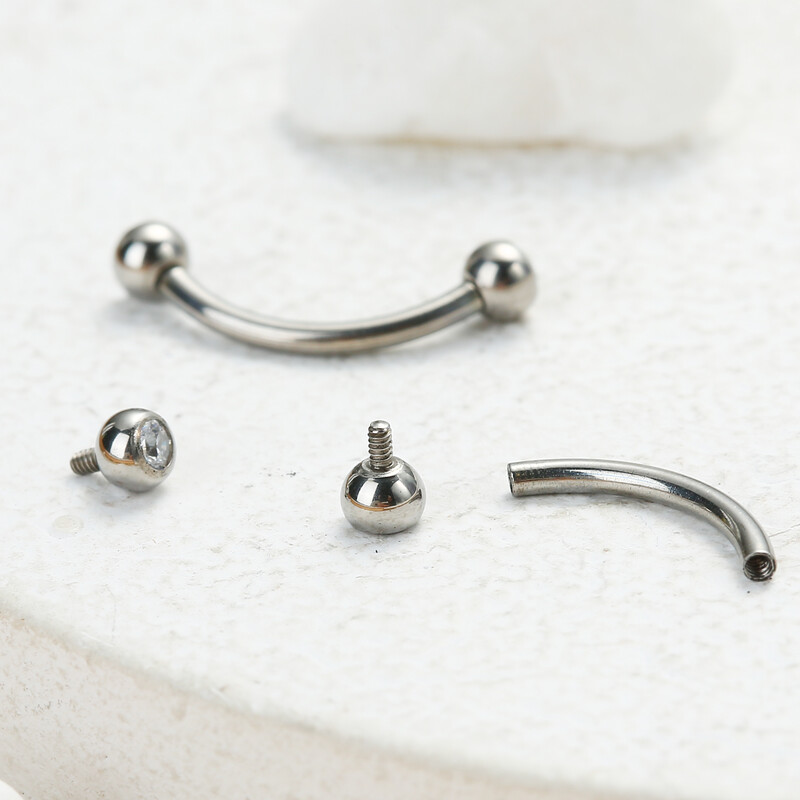 Obrvna kost Piercing za nos Pupak Prstenovi zakrivljeni G23 titan iznutra 16G 5/16 inča 3 mm CZ Etite piercing za pupak