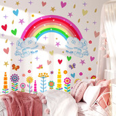 Αυτοκόλλητο τοίχου ουράνιο τόξο Παιδικό δωμάτιο Αστέρι λουλούδια Αυτοκόλλητα τοίχου Καρτούν Παιδικό δωμάτιο Φόντο διακόσμηση σπιτιού Ταπετσαρία κρεβατοκάμαρας μωρού
