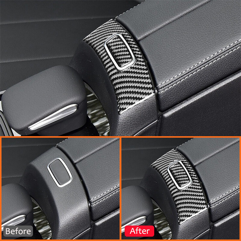 Szénszálas autós középkonzol kartámasz doboz kapcsoló gomb burkolat díszítő matrica Mercedes Benz B osztály GLB 2020-2023