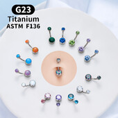 G23 titan ASTM F136 14G Piercing pentru buric Inele pentru buric Cercei cu zirconiu Bijuterii de corp la modă pentru femei