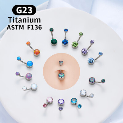 G23 Titanium ASTM F136 14G Pilvo auskarų vėrimas Sagos žiedai Cirkonio oksido auskarai Madingi kūno papuošalai moterims