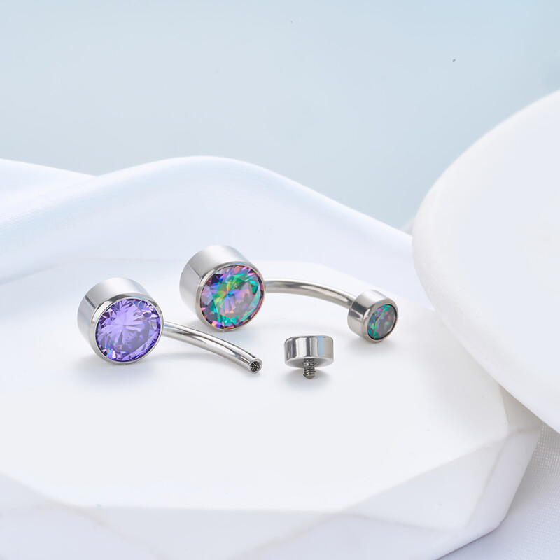 G23 titan ASTM F136 14G Piercing pentru buric Inele pentru buric Cercei cu zirconiu Bijuterii de corp la modă pentru femei