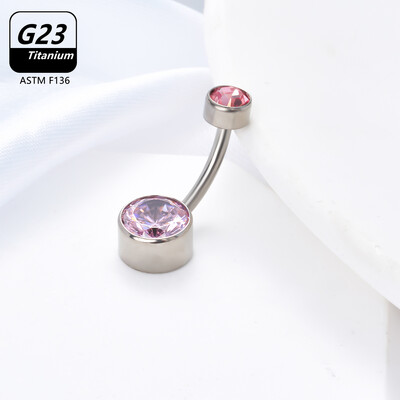 Prsteni za piercing na trbuhu G23 Titanium Astm F136 14g Nakit za tijelo Prsten za pupak s unutarnjim navojem Naušnice od cirkonija Cirkon