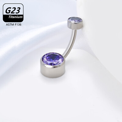 Prsteni za piercing na trbuhu G23 Titanium Astm F136 14g Nakit za tijelo Prsten za pupak s unutarnjim navojem Naušnice od cirkonija Cirkon