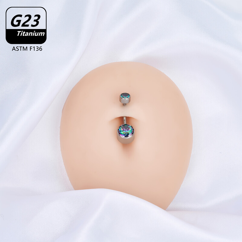 Prsteni za piercing na trbuhu G23 Titanium Astm F136 14g Nakit za tijelo Prsten za pupak s unutarnjim navojem Naušnice od cirkonija Cirkon
