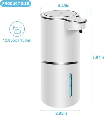 Automatic Soap Dispenser Touchless Foaming Dispenser 380ml USB Επαναφορτιζόμενο Ηλεκτρικό 4 Επίπεδο Ρυθμιζόμενο Διανομέα Σαπουνιού Αφρού