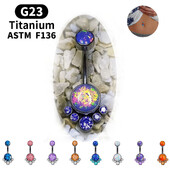 Τιτάνιο Προσθήκη Opal G23 Κοσμήματα CZ Belly Piercing Body Jewelry Nombril Ombligo ASTM F136 Πολύχρωμος πολύτιμος λίθος Γυναικείο δώρο