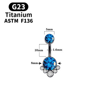 Τιτάνιο Προσθήκη Opal G23 Κοσμήματα CZ Belly Piercing Body Jewelry Nombril Ombligo ASTM F136 Πολύχρωμος πολύτιμος λίθος Γυναικείο δώρο