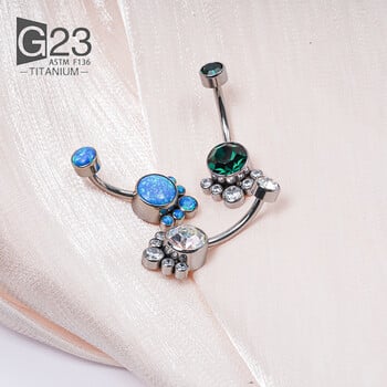 Τιτάνιο Προσθήκη Opal G23 Κοσμήματα CZ Belly Piercing Body Jewelry Nombril Ombligo ASTM F136 Πολύχρωμος πολύτιμος λίθος Γυναικείο δώρο