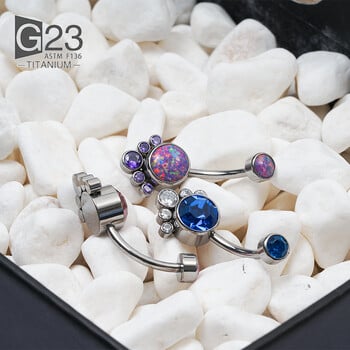 Τιτάνιο Προσθήκη Opal G23 Κοσμήματα CZ Belly Piercing Body Jewelry Nombril Ombligo ASTM F136 Πολύχρωμος πολύτιμος λίθος Γυναικείο δώρο