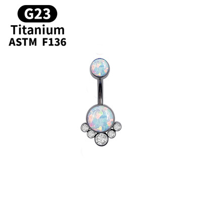 Τιτάνιο Προσθήκη Opal G23 Κοσμήματα CZ Belly Piercing Body Jewelry Nombril Ombligo ASTM F136 Πολύχρωμος πολύτιμος λίθος Γυναικείο δώρο