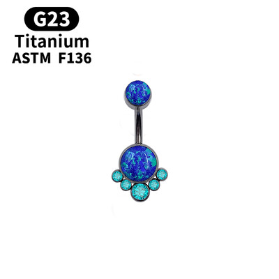 Τιτάνιο Προσθήκη Opal G23 Κοσμήματα CZ Belly Piercing Body Jewelry Nombril Ombligo ASTM F136 Πολύχρωμος πολύτιμος λίθος Γυναικείο δώρο