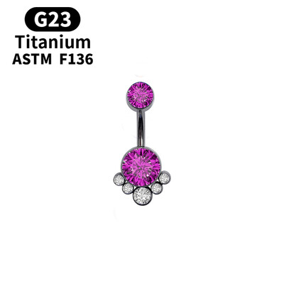 Τιτάνιο Προσθήκη Opal G23 Κοσμήματα CZ Belly Piercing Body Jewelry Nombril Ombligo ASTM F136 Πολύχρωμος πολύτιμος λίθος Γυναικείο δώρο