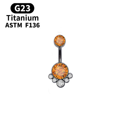 Τιτάνιο Προσθήκη Opal G23 Κοσμήματα CZ Belly Piercing Body Jewelry Nombril Ombligo ASTM F136 Πολύχρωμος πολύτιμος λίθος Γυναικείο δώρο