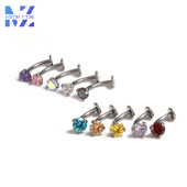 1 τεμ. F136 Titanium 14G Triple Claw 5A Zirconia Belly Button Nail Two αφαιρούμενα χείλη Νύχι φρυδιών Κόσμημα για διάτρηση σώματος
