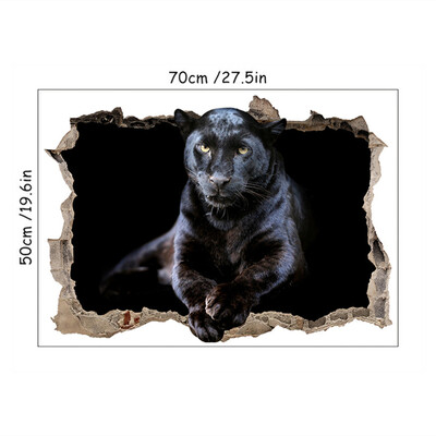 3D Agile Leopard Posteri sa životinjama Dekoracije doma Staro drveće Izlazak sunca Vinil Slomljeni zidni umjetnički naljepnici Mural za dnevnu sobu 70*50CM