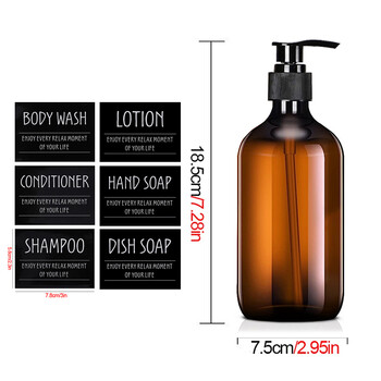 Ξαναγεμιζόμενο σαμπουάν Conditioner & Body Wash Pump Bottle Dispensers Δοχεία ντους μπάνιου 16 oz με αδιάβροχα αυτοκόλλητα ετικετών