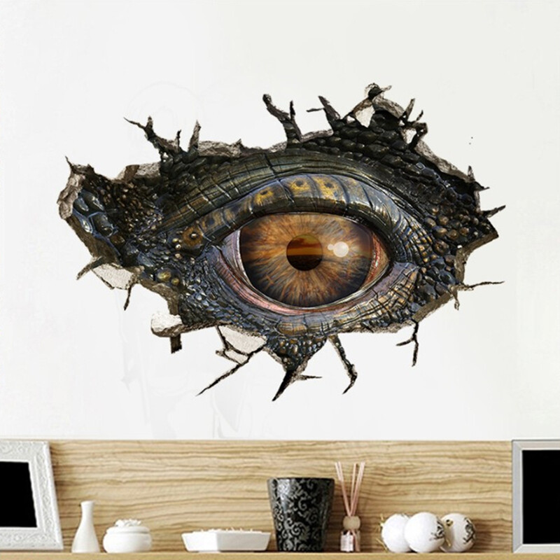 Dinoszauruszok nagy szemekkel letörték a falat a Jurassic World nézéséhez Kreatív vinyl falfestmény matricák gyerekszoba dekoráció anime poszter tapéta