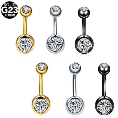 1 buc. Piercing din titan pentru buric, un singur cristal, cu strasuri, inele pentru buric Piercing pentru buric Ombligo 5/8 mm, bilă, cercel pentru buric 14G