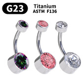 G23 Titanium Button Rings Body Piercing Jewellery Premium Stone Belly Fashion Devel Piercing κοσμήματα για γυναίκες Χονδρική