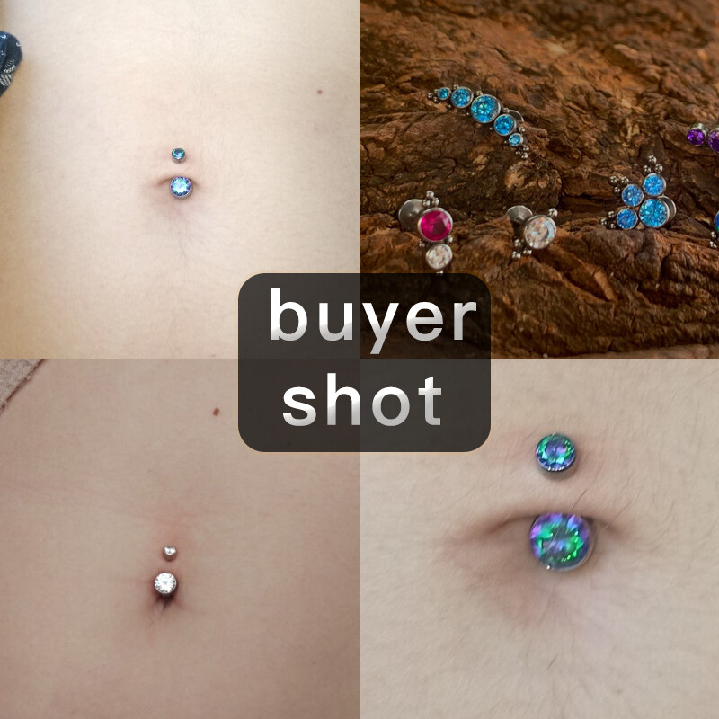 G23 Titanium Button Rings Body Piercing Jewellery Premium Stone Belly Fashion Devel Piercing κοσμήματα για γυναίκες Χονδρική