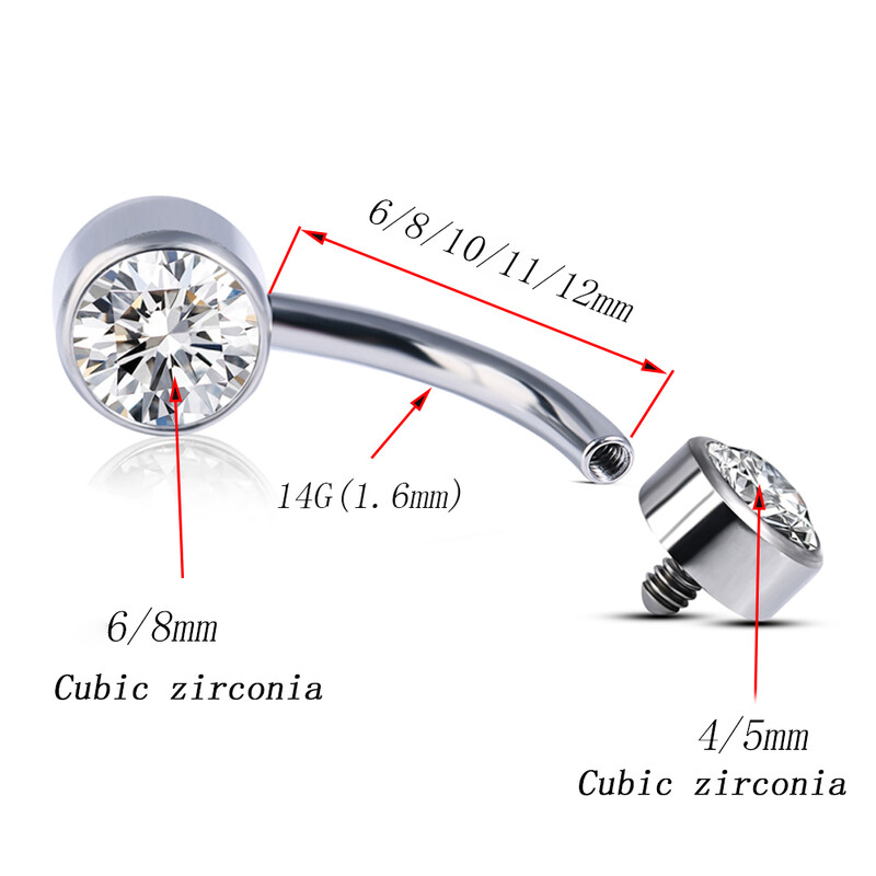 G23 Titanium Button Rings Body Piercing Jewellery Premium Stone Belly Fashion Devel Piercing κοσμήματα για γυναίκες Χονδρική