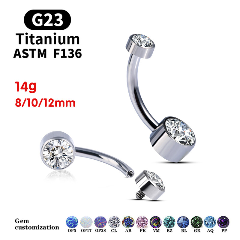 G23 Titanium Button Rings Body Piercing Jewellery Premium Stone Belly Fashion Devel Piercing κοσμήματα για γυναίκες Χονδρική