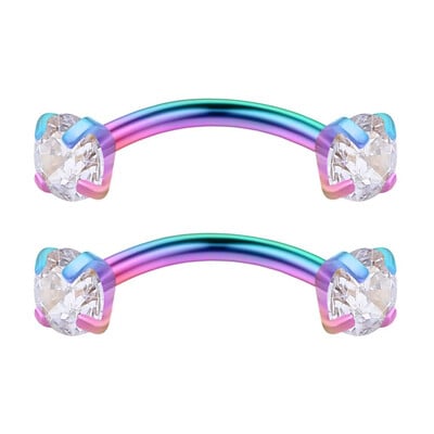 WKOUD 1-6PCS 16G 3/8" (10MM) nerūdijančio plieno CZ/brangakmeniai/rutuliniai lenkti štangos antakiai Tragus lūpų pilvo žiedas auskarų vėrimas papuošalai spalvingi