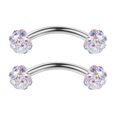 WKOUD 1-6PCS 16G 3/8" (10MM) nerūdijančio plieno CZ/brangakmeniai/rutuliniai lenkti štangos antakiai Tragus lūpų pilvo žiedas auskarų vėrimas papuošalai spalvingi