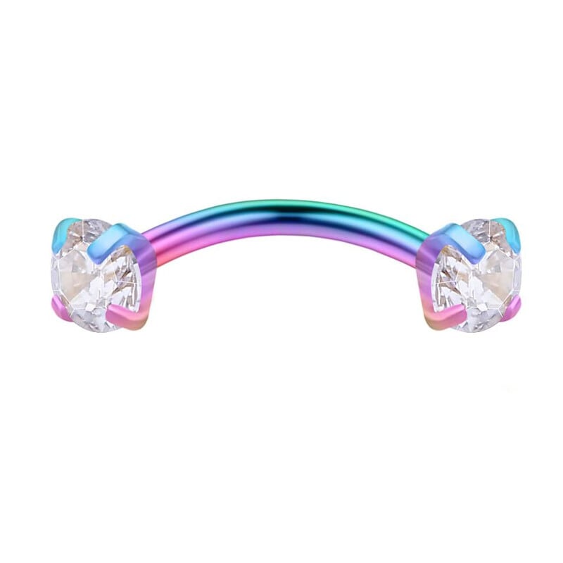 WKOUD 1-6PCS 16G 3/8" (10MM) nerūdijančio plieno CZ/brangakmeniai/rutuliniai lenkti štangos antakiai Tragus lūpų pilvo žiedas auskarų vėrimas papuošalai spalvingi