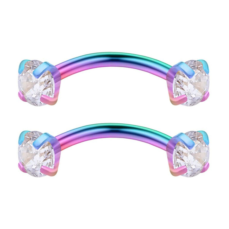 WKOUD 1-6PCS 16G 3/8" (10MM) nerūdijančio plieno CZ/brangakmeniai/rutuliniai lenkti štangos antakiai Tragus lūpų pilvo žiedas auskarų vėrimas papuošalai spalvingi