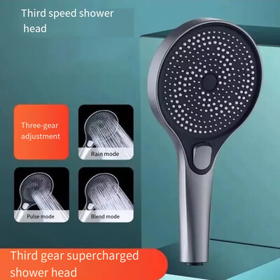 Νέα υπερτροφοδοτούμενη κεφαλή ντους Μεγάλη κεφαλή ντους Μαύρη 3 τρόπων λειτουργίας Ακροφύσιο ψεκασμού εξοικονόμησης νερού Μασάζ Ντους βροχής Μπάνιο οικιακής χρήσης