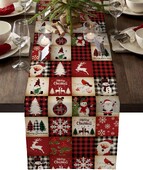 Gnomi de Crăciun Om de zăpadă Aleer de masă din lenjerie roșie în carouri Comodă Esarfe Iarna Crăciun Bucătărie Aleer de masă Decoratiuni de Craciun