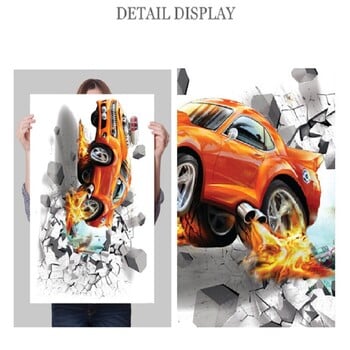 Creative 3D Hummers Super Off-road Vehicle Стикери за стена Счупен стенен плакат Wall Art Car Decal Kids Room Decor Boys Favors