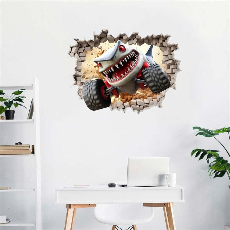 Nástenné nálepky so žralokmi, pozadie pre spálňu, chlapčenskú izbu, dekoráciu, nástennú maľbu so zvieratami, bytové dekorácie, odnímateľnú vinylovú nálepku S360
