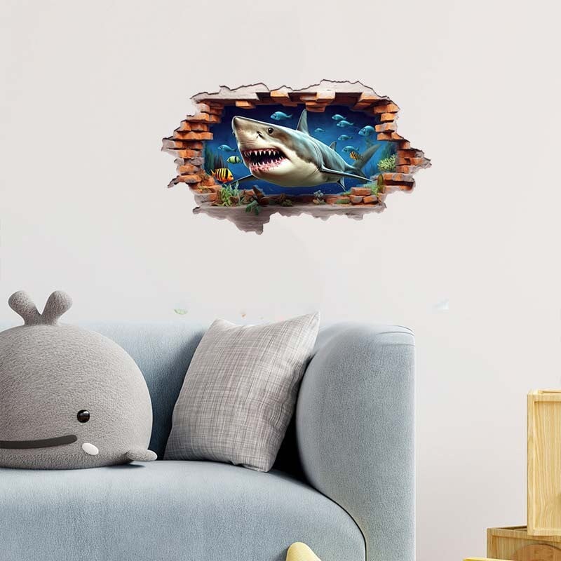 Nástenné nálepky so žralokmi, pozadie pre spálňu, chlapčenskú izbu, dekoráciu, nástennú maľbu so zvieratami, bytové dekorácie, odnímateľnú vinylovú nálepku S360