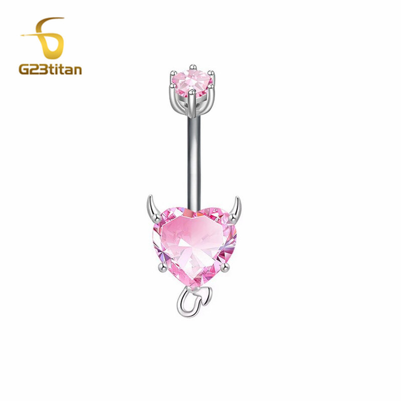 G23Titan Ροζ Ζιργκόν Δαχτυλίδι με κουμπιά κοιλιάς για γυναίκες, κορίτσια, Ιατρικό Titanium Curved Barbell Navel Piercing 14G Body Jewelry