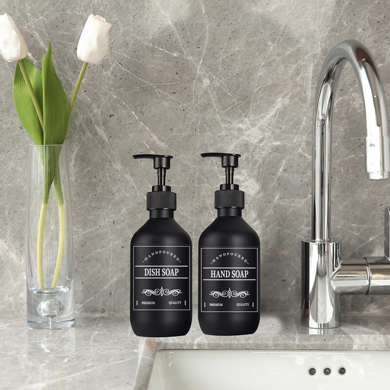 2 bucăți 300 ml săpun sticla goală mat șampon dozator reîncărcabil loțiune balsam recipient bucătărie baie organizator negru