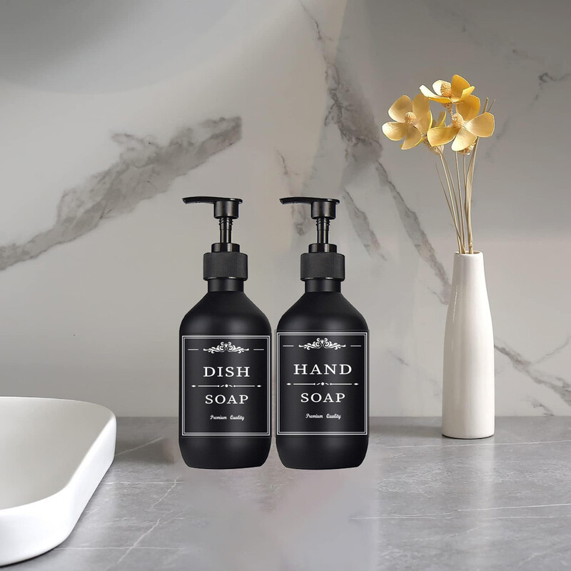 2 bucăți 300 ml săpun sticla goală mat șampon dozator reîncărcabil loțiune balsam recipient bucătărie baie organizator negru
